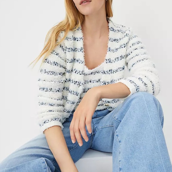 Ann Taylor Tweedy V Neck Sweater Jacket Size Small - Picture 7 of 7